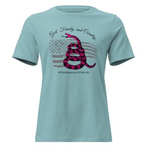 Supersoft – Short Sleeve – Women’s – Black Text – God, Family and Country